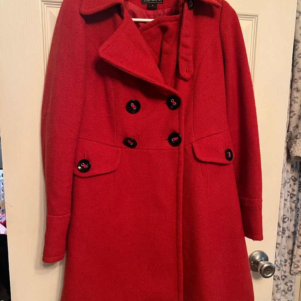 Forever 21 Red Coat Classic Tailored Design